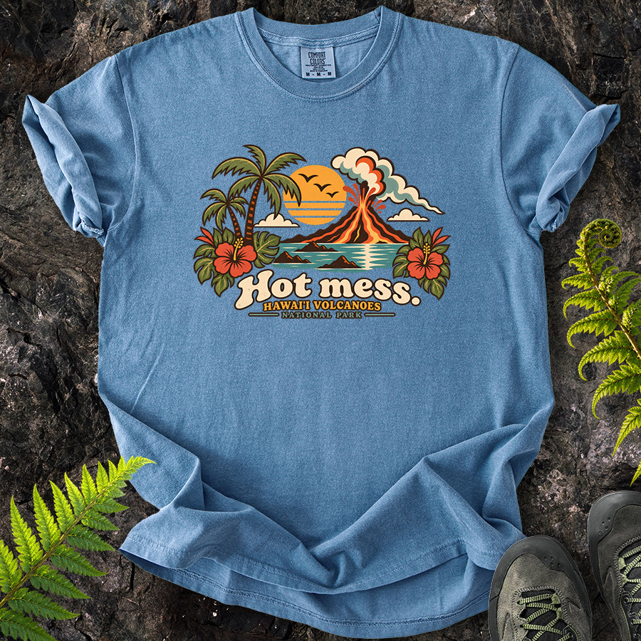 Hot Mess Hawaii Volcanoes Retro T-Shirt