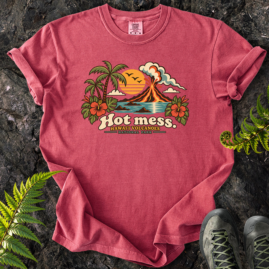 Hot Mess Hawaii Volcanoes Retro T-Shirt