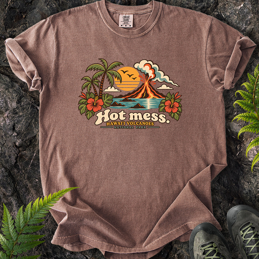 Hot Mess Hawaii Volcanoes Retro T-Shirt