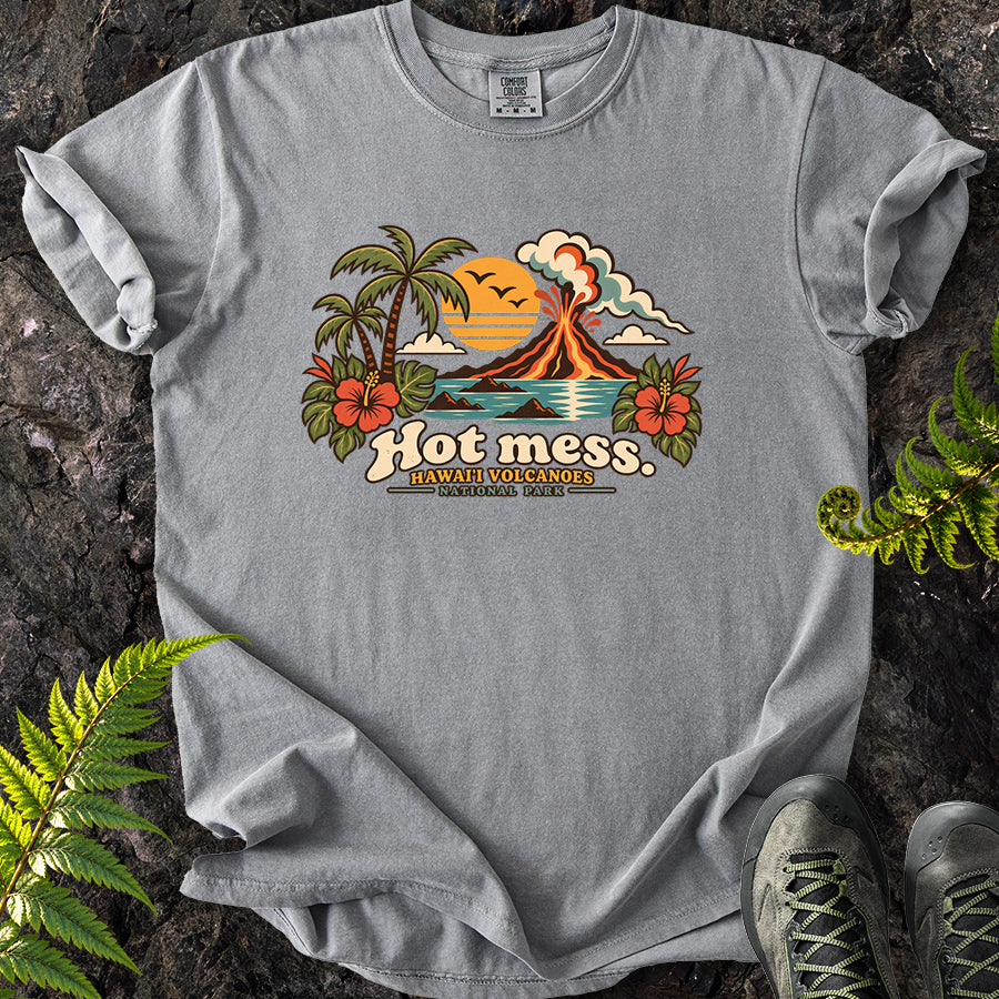 Hot Mess Hawaii Volcanoes Retro T-Shirt