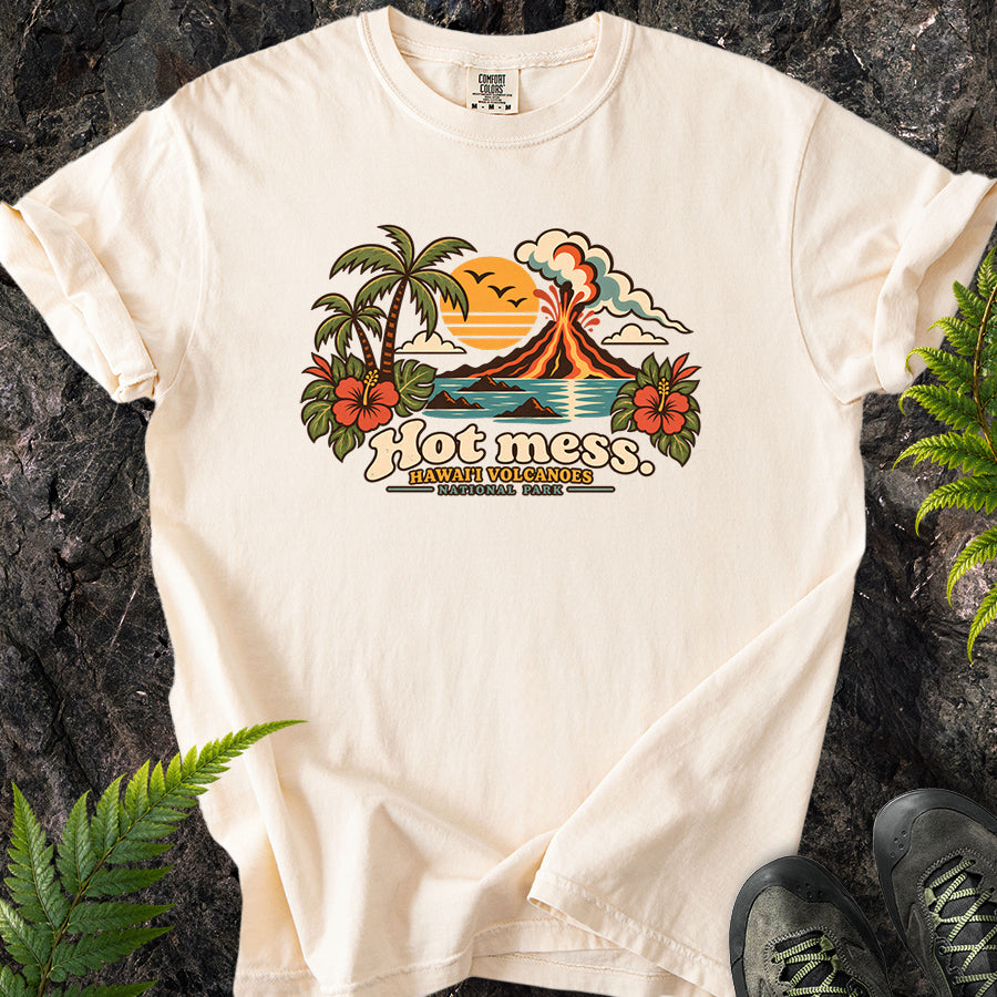 Hot Mess Hawaii Volcanoes Retro T-Shirt