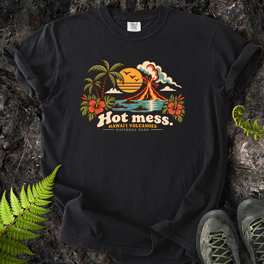 Hot Mess Hawaii Volcanoes Retro T-Shirt