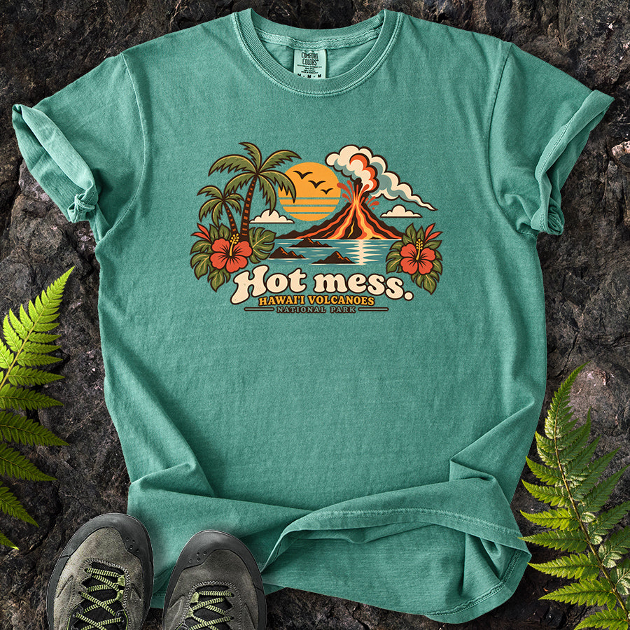 Hot Mess Hawaii Volcanoes Retro T-Shirt