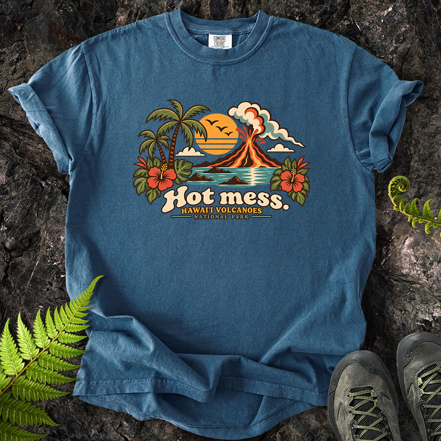 Hot Mess Hawaii Volcanoes Retro T-Shirt