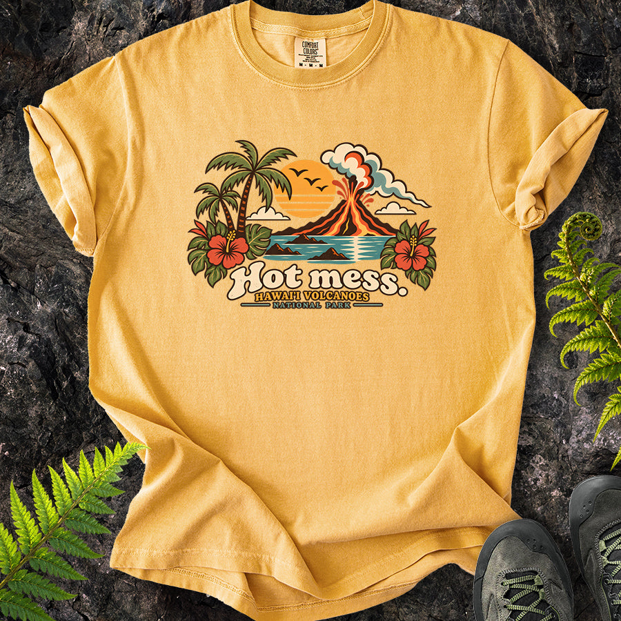 Hot Mess Hawaii Volcanoes Retro T-Shirt