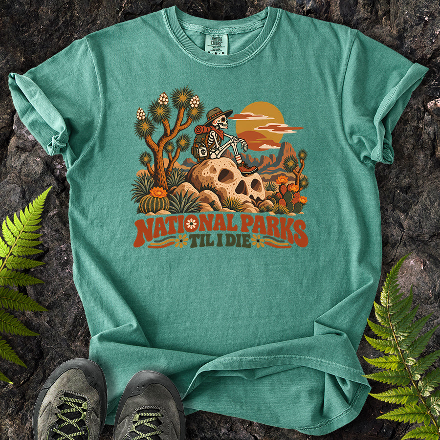 National Parks Til I Die Joshua Tree Skull Rock T-Shirt