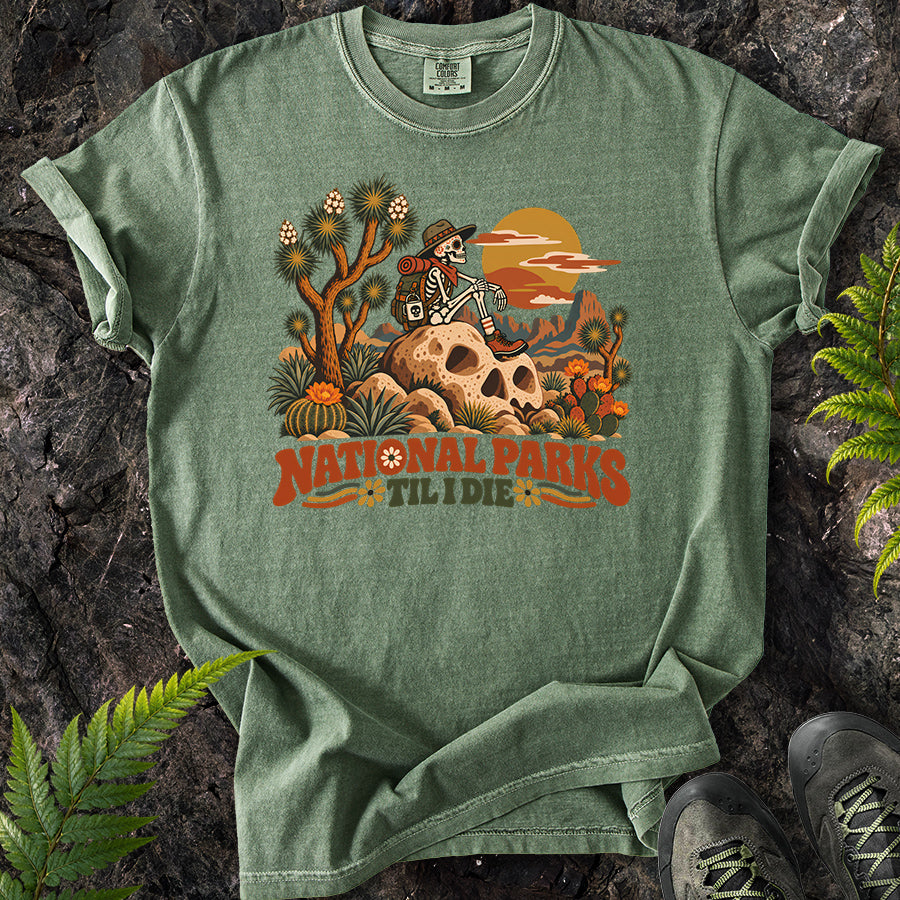 National Parks Til I Die Joshua Tree Skull Rock T-Shirt