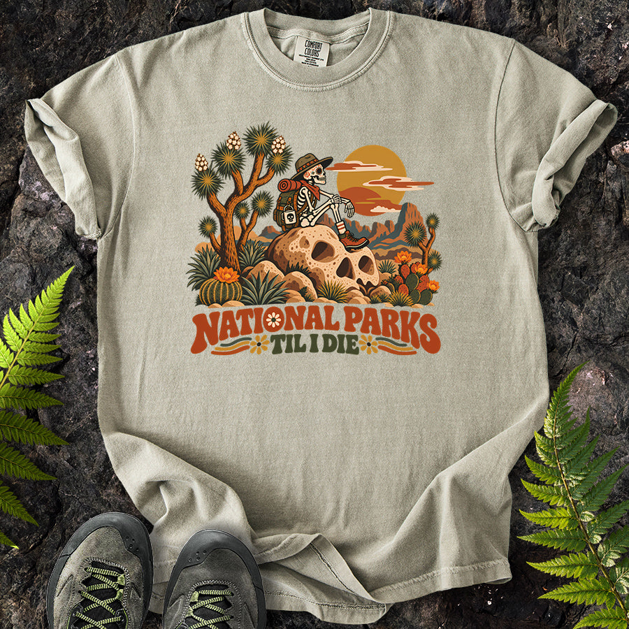 National Parks Til I Die Joshua Tree Skull Rock T-Shirt