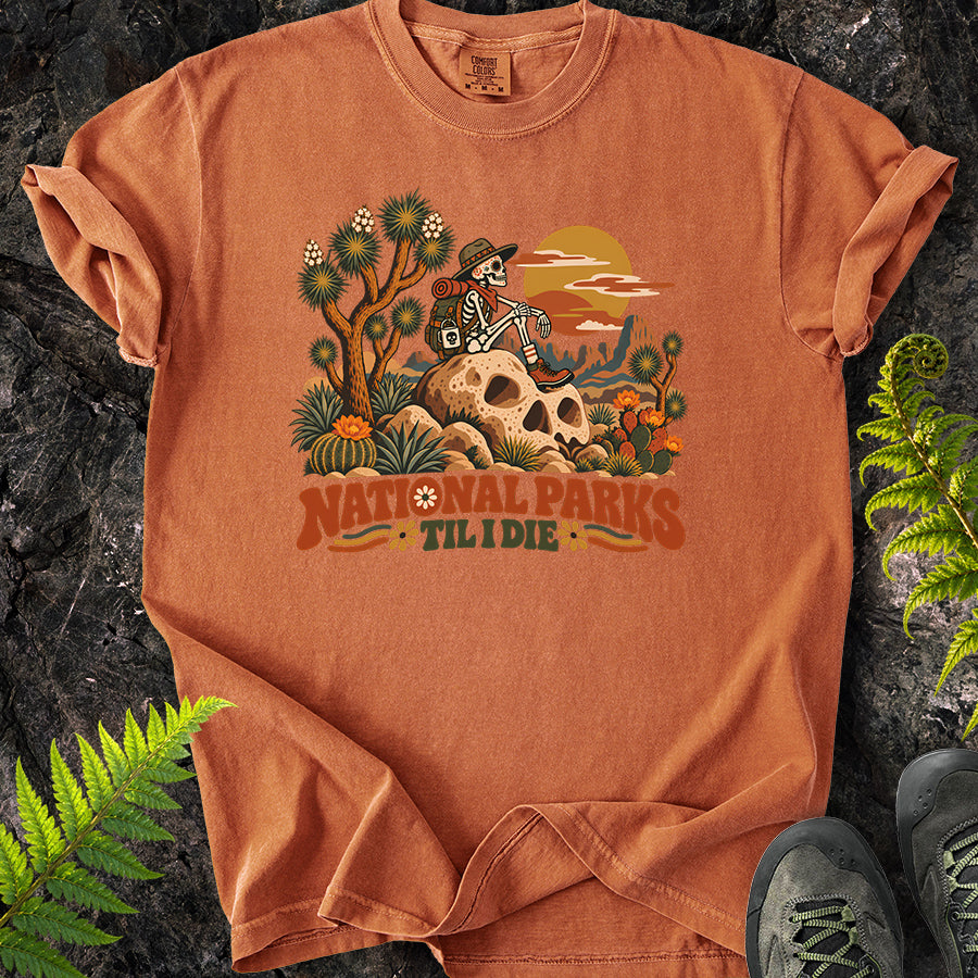 National Parks Til I Die Joshua Tree Skull Rock T-Shirt