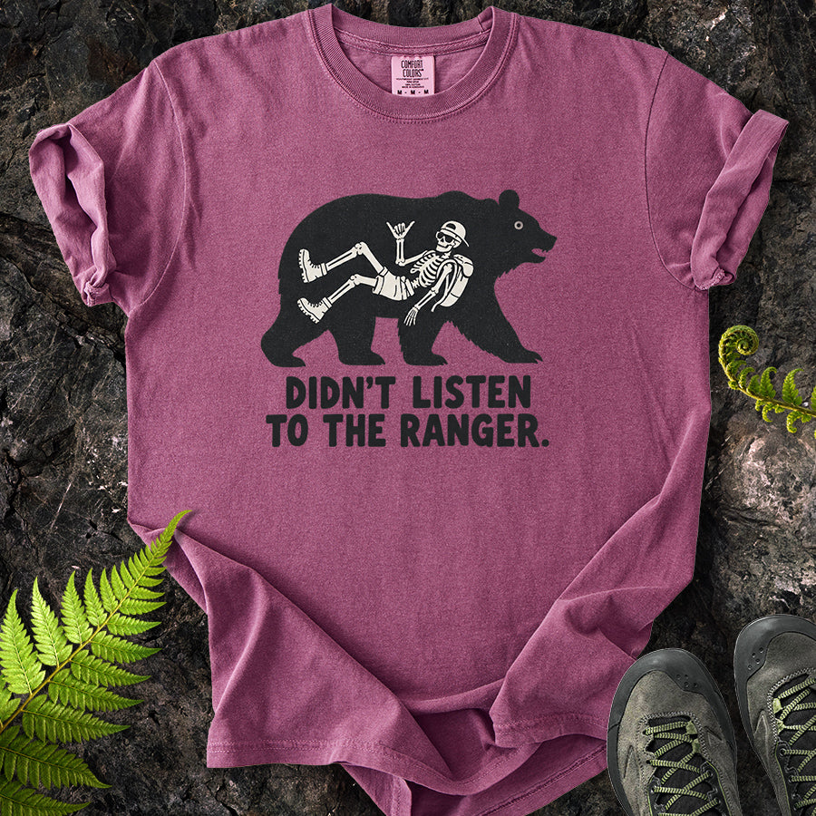 Didn't Listen To The Ranger Bear Black T-Shirt