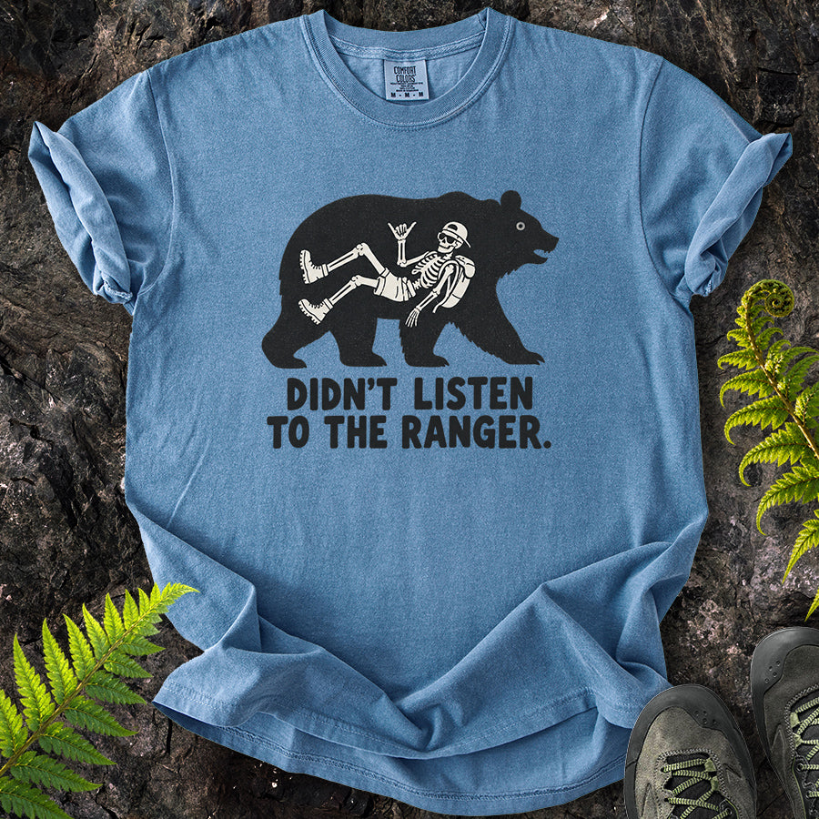 Didn't Listen To The Ranger Bear Black T-Shirt