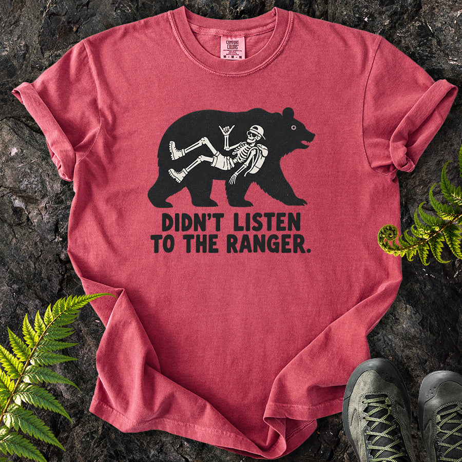 Didn't Listen To The Ranger Bear Black T-Shirt