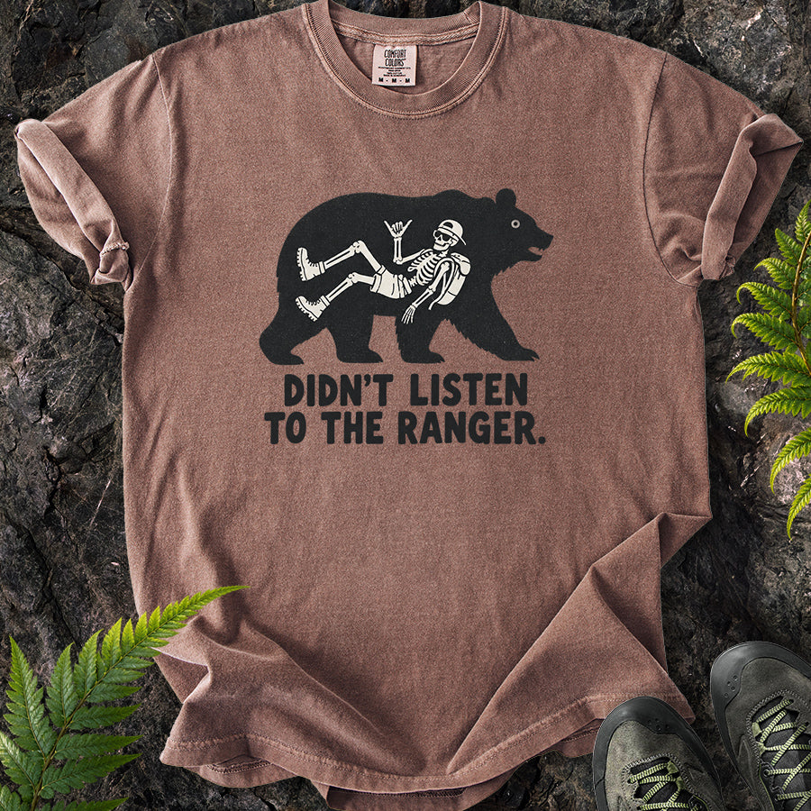 Didn't Listen To The Ranger Bear Black T-Shirt