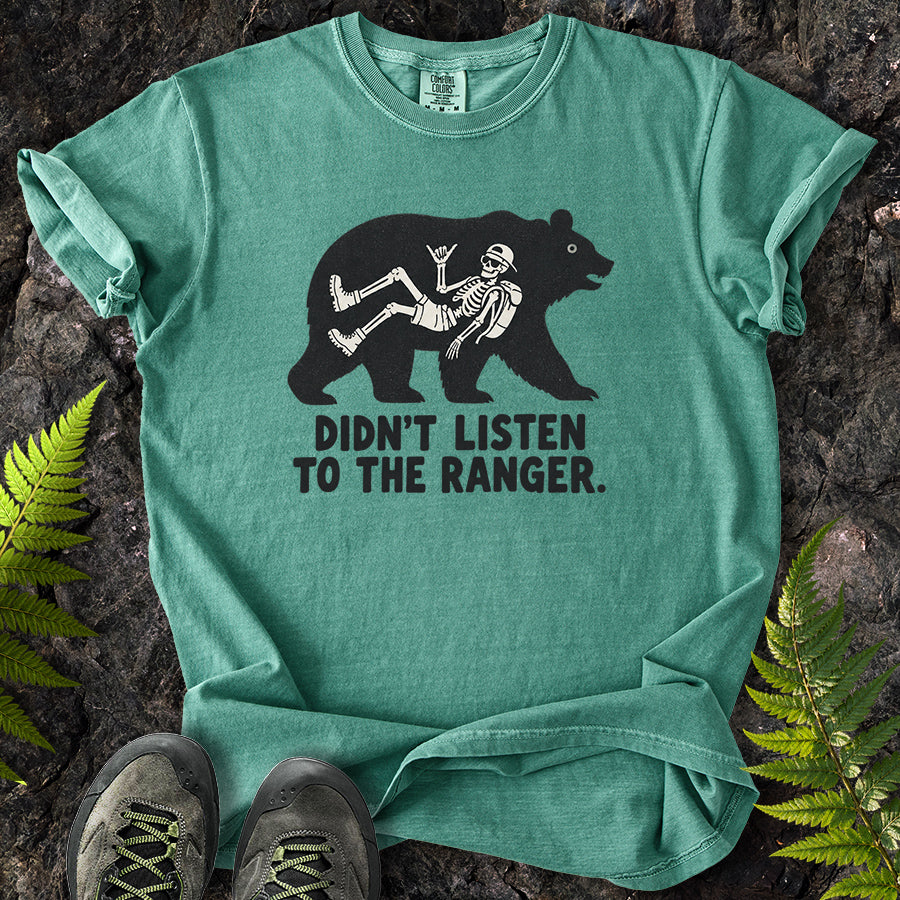 Didn't Listen To The Ranger Bear Black T-Shirt