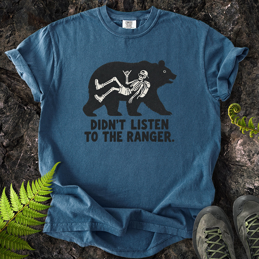 Didn't Listen To The Ranger Bear Black T-Shirt