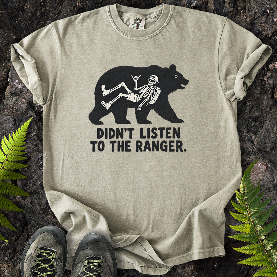 Didn't Listen To The Ranger Bear Black T-Shirt