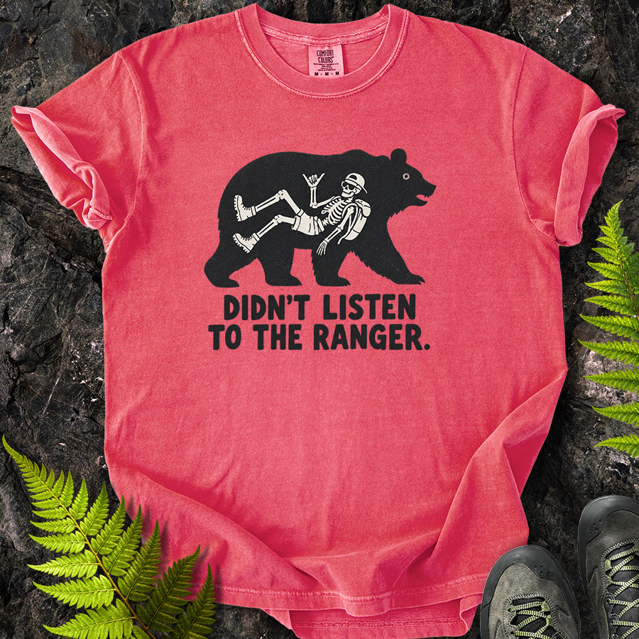 Didn't Listen To The Ranger Bear Black T-Shirt