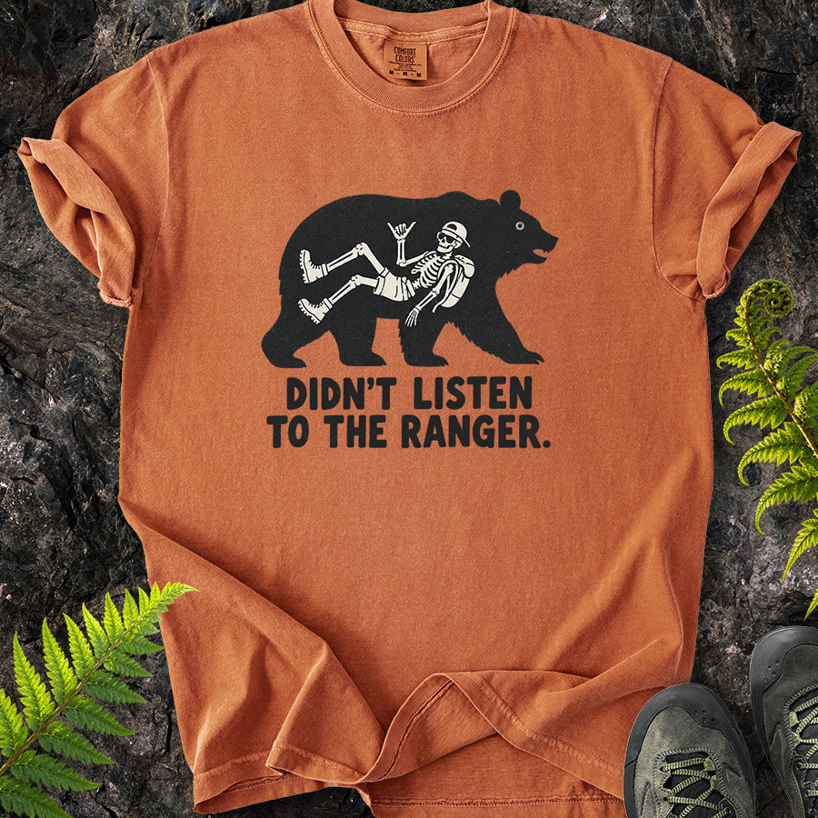 Didn't Listen To The Ranger Bear Black T-Shirt