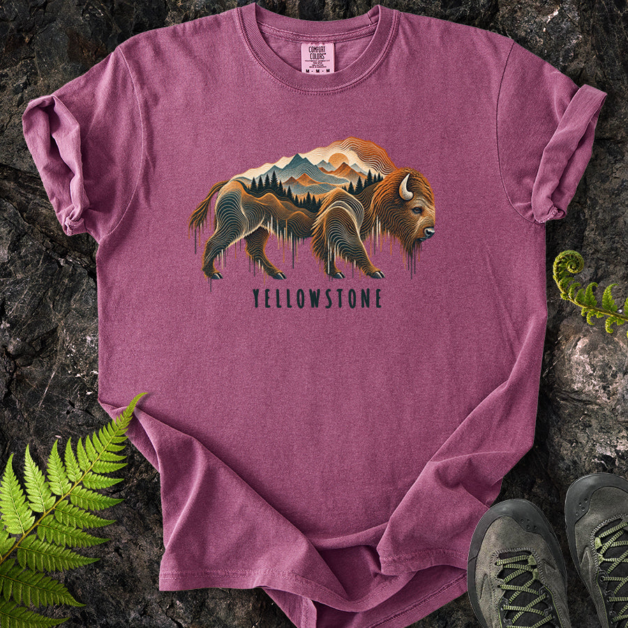 Yellowstone Topo Bison T-Shirt