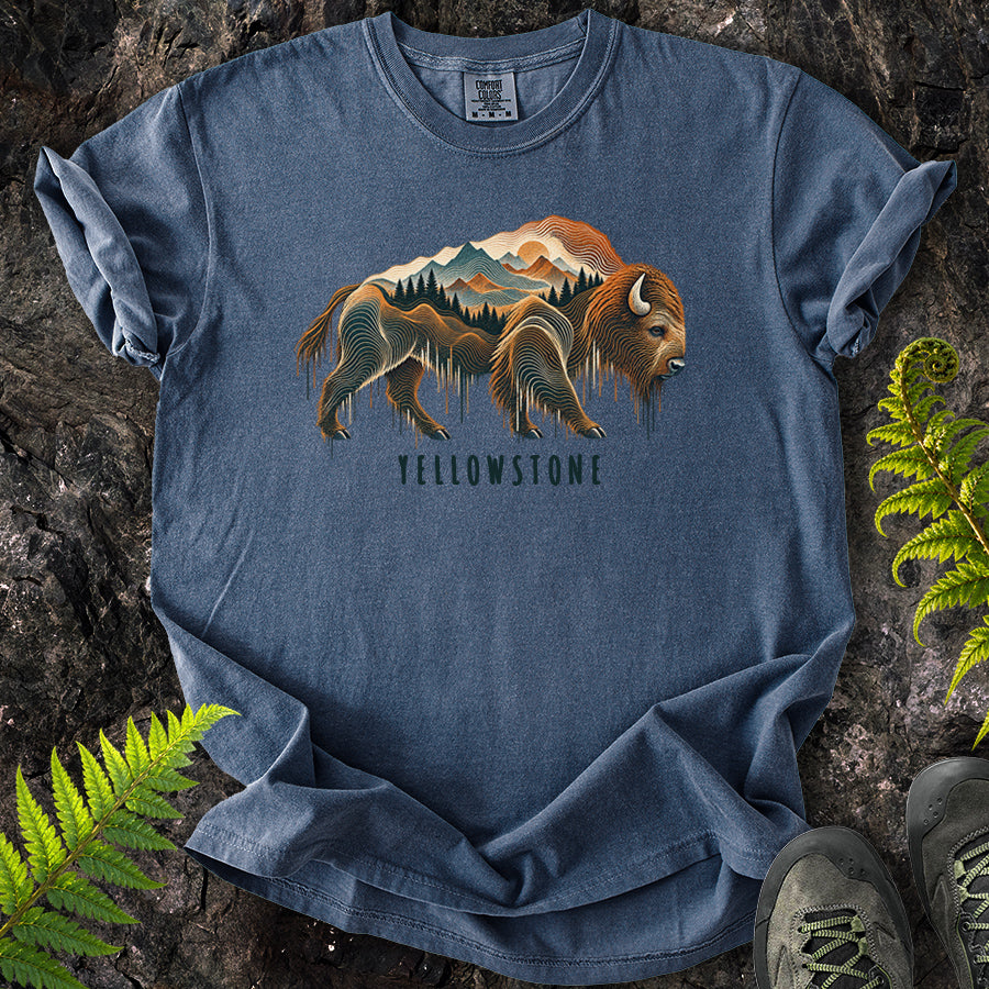 Yellowstone Topo Bison T-Shirt