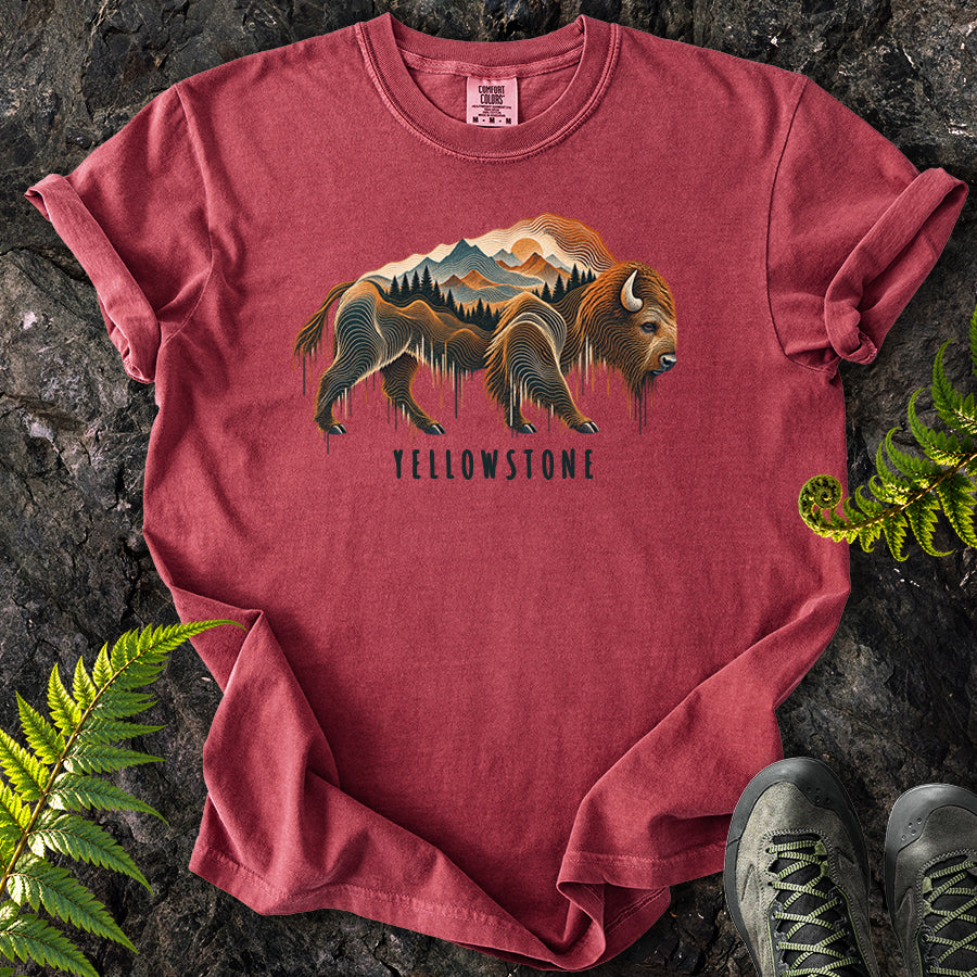 Yellowstone Topo Bison T-Shirt