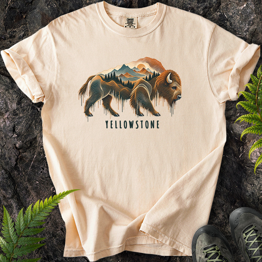 Yellowstone Topo Bison T-Shirt