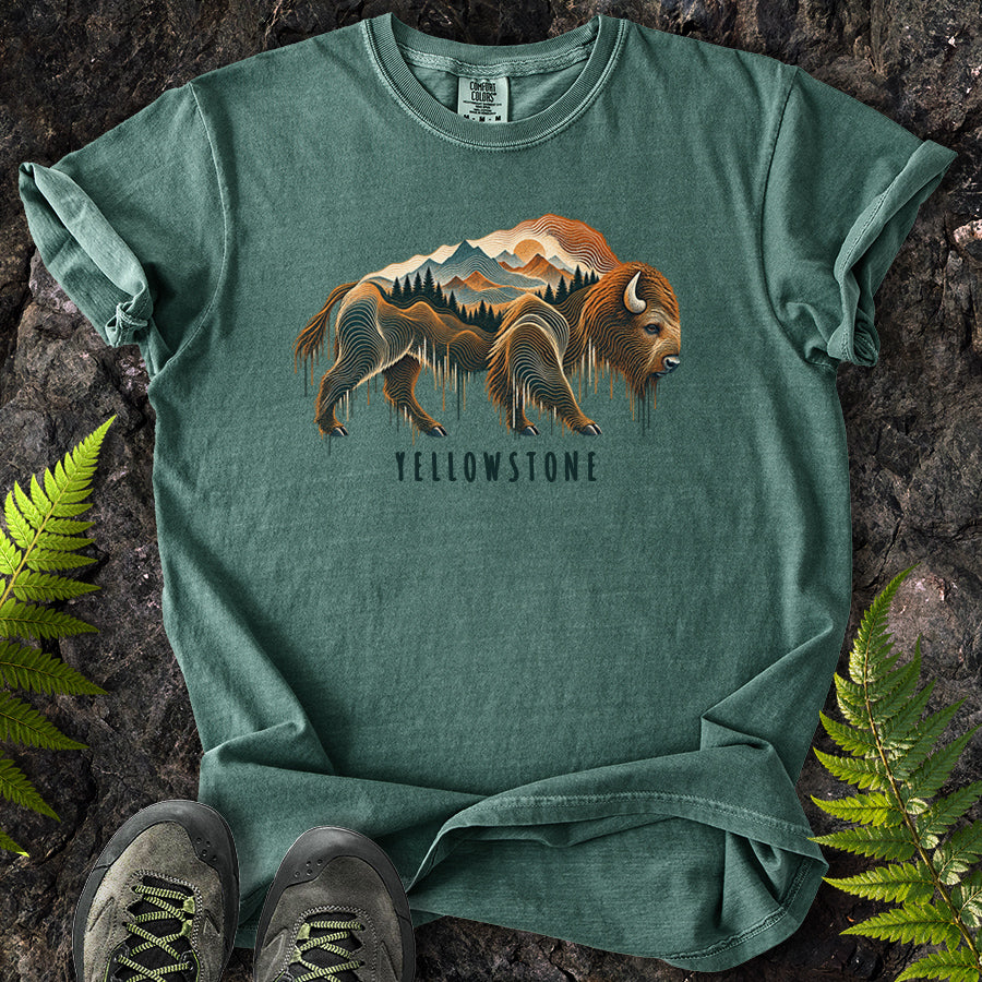 Yellowstone Topo Bison T-Shirt