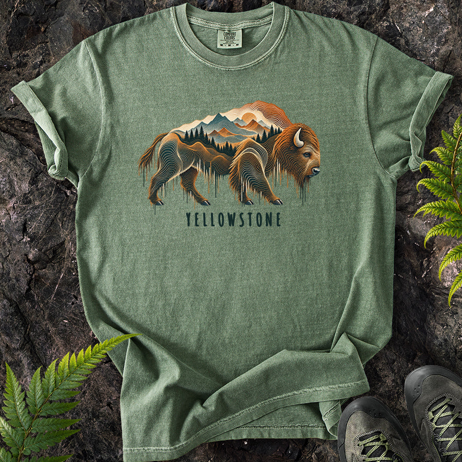 Yellowstone Topo Bison T-Shirt