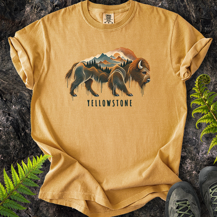 Yellowstone Topo Bison T-Shirt