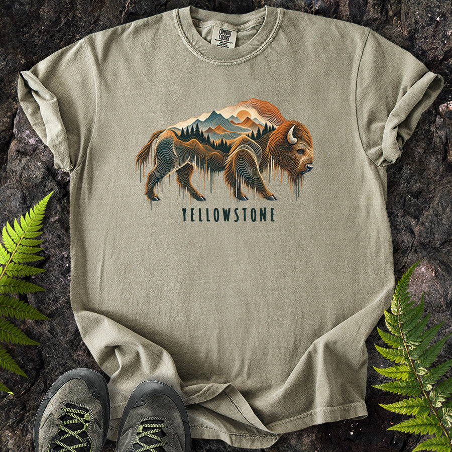 Yellowstone Topo Bison T-Shirt