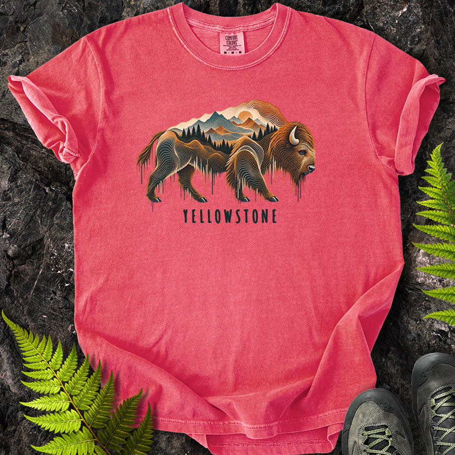 Yellowstone Topo Bison T-Shirt