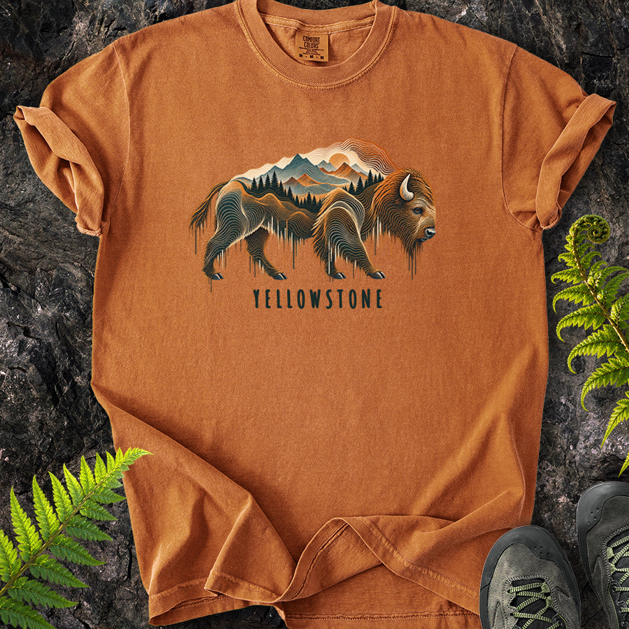 Yellowstone Topo Bison T-Shirt